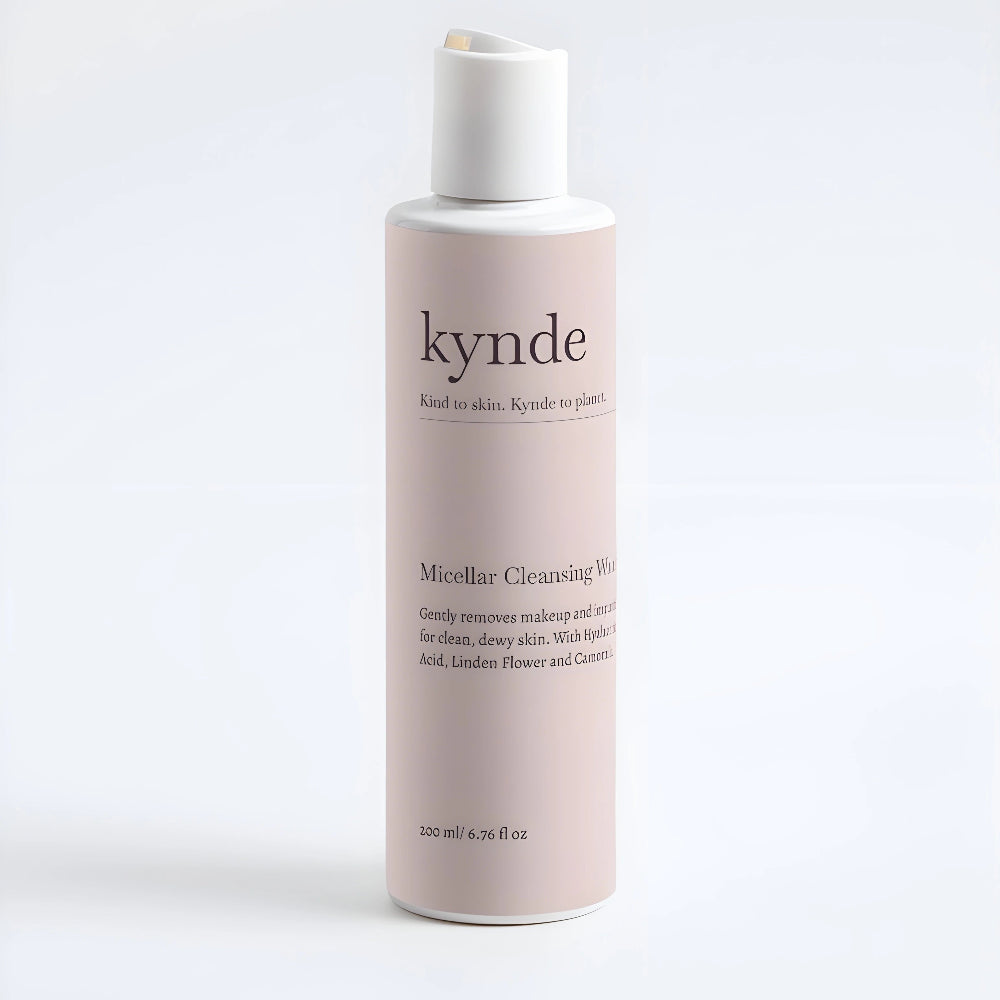 Kynde micellar cleansing water bottle on a white background