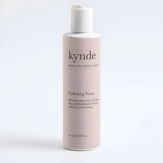 Kynde hydrating toner bottle on a white background